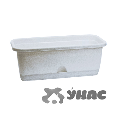 Балконный ящик 400 мм с поддоном мраморный М3220