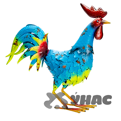 Фигурка садовая метал Петух синий 38*40см16А-96(8)