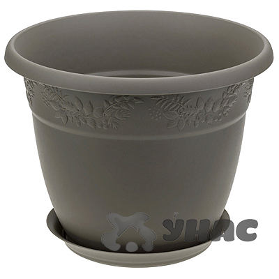 Кашпо РЯБИНА 130мм 0,8л с подст. Французский серый М3052 