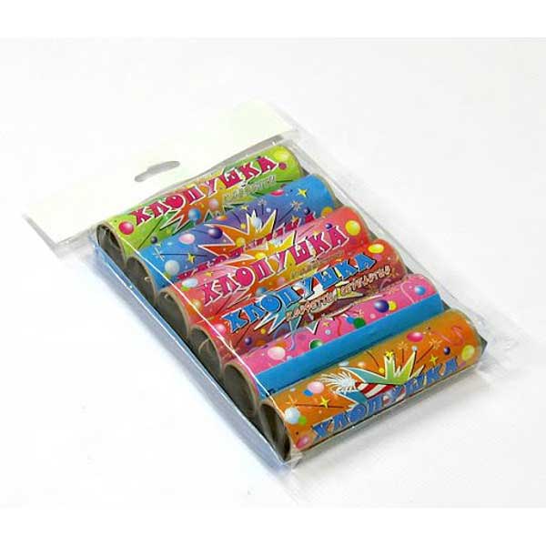 Хлопушка 100мм НАБОР 3конфетти+3серпантин(84)