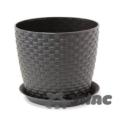 Кашпо РОТАНГ D155мм 2л с поддоном КОРИЧН М3081(26) 