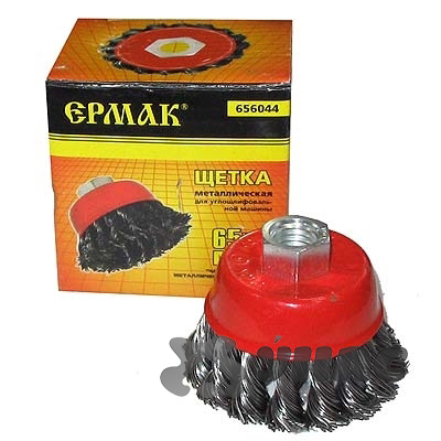 Щетка ЕРМАК металл для УШМ 65 мм/М14 крученая чашка