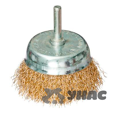 Щетка металл со шпилькой для дрели 75 мм чашка 656-027