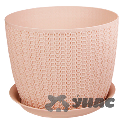 Кашпо ВЯЗАНИЕ D135мм 1,1л с поддоном Чайная роза М3119 х12 