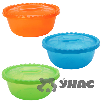 Миска круглая 5л с крышкой бел.ротанг  М1317 (20)