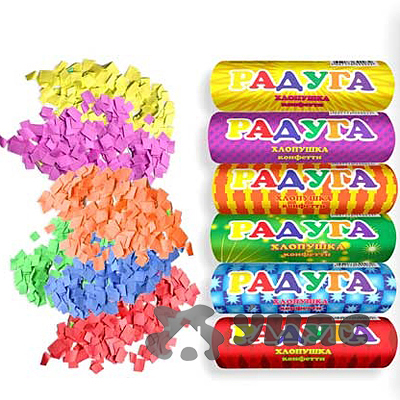 Хлопушка 100мм НАБОР 6шт. Радуга УПЗ(84)
