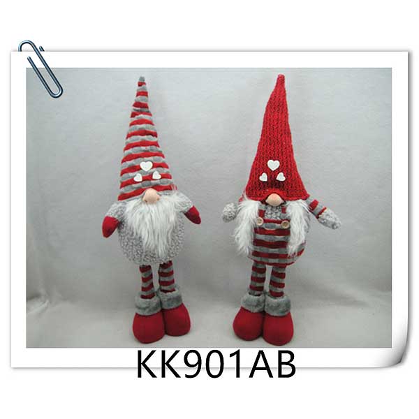Фигура новогодняя KK901B интерьерная Гном в комбинезоне 55см