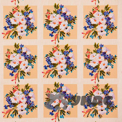 Клеенка тканая основа 125*25м 1 сорт 132/2 (ромашки, клетка) Тверь