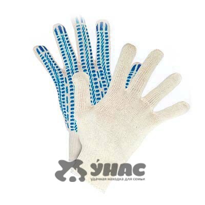 Перчатки х/б С ПВХ "Протектор" 10 класс 6 нитей 59 грамм х10