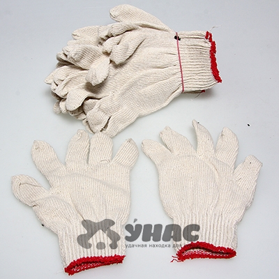 Перчатки х/б без ПВХ уплотненные 7,5 класс 6 нитей 64 грамм х10