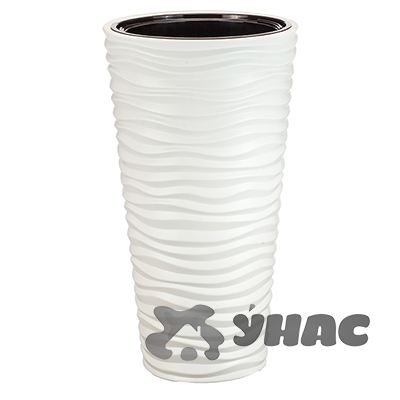 Кашпо ДЮНА 340*630 9/42л со вставкой белый М3402 