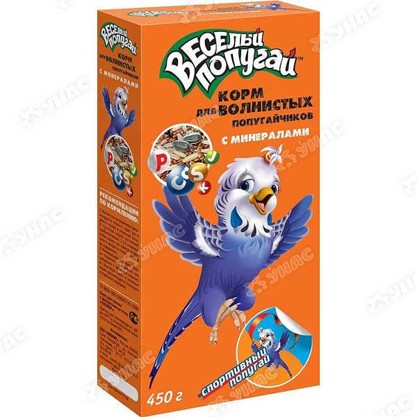 ЗООМИР ВЕСЕЛЫЙ ПОПУГАЙ Корм для волнистых попугаев с минералами 450г х18