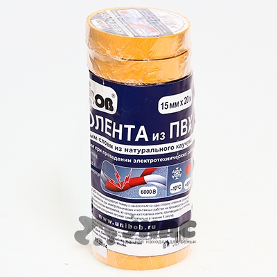 Изолента UNIBOB 15ммх20м желтая (ц за 10шт) 59649 х6