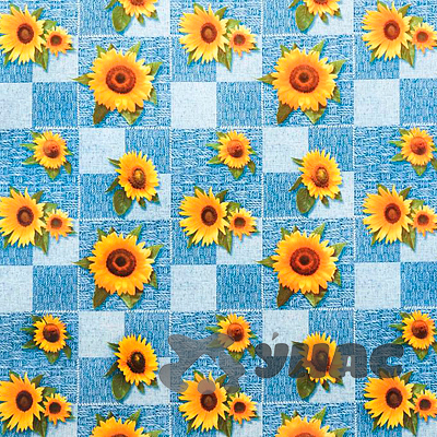 Клеенка т/о 125*25м 1сорт 434/1(подсолнух,плетенка,голубой)Тверь