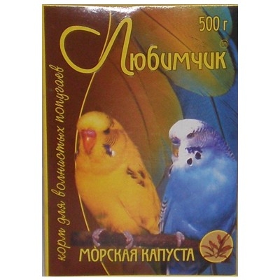 Любимчик Корм (зерносмесь) для волнистых попугаев 500 г с морской капустой Природные витамины и минералы 0085 х14