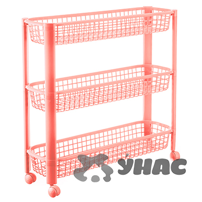 Полка узкая на колесах (3 секции) чайная роза М2718 (4)