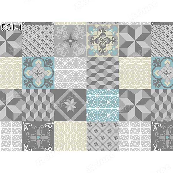 Скатерть Кармен 135х110 с бейкой Геометрия 561/1 серо-голубые квадраты Тверь