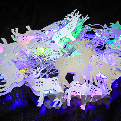 Гирлянда ОЛЕНЬ LXQ-09 16ламп 5см.Металлическая белая насадка.ТЕПЛЫЙ БЕЛЫЙ