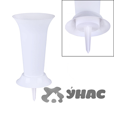 Ваза для цветов под срезку с колышком белый БШ3048 