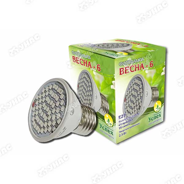 Фитолампа Весна-6W(потребление 2,5W)(Е27)  90LM (8932)