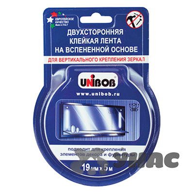 Скотч 2-х сторонний 19 мм х 5 м UNIBOB для зеркал 54928