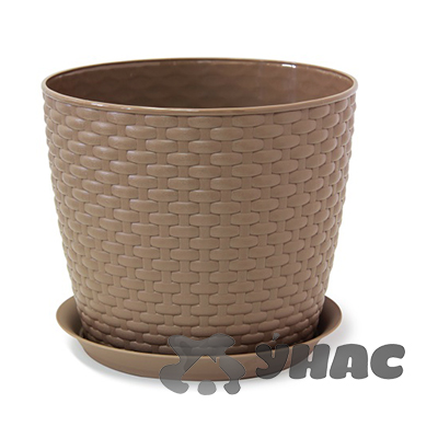 Кашпо РОТАНГ D210мм 4,7л с поддоном БЕЖ М3083(20) 