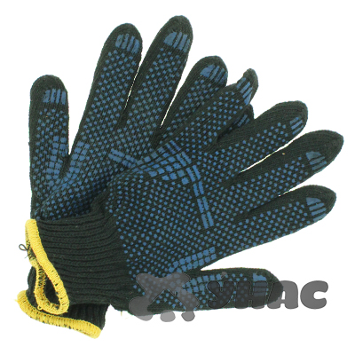 Перчатки х/б с ПВХ двойные чёрные х5