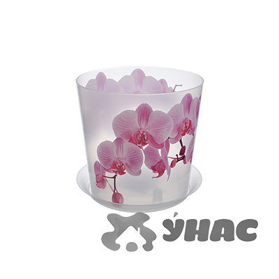 Кашпо ДЕКО 160мм 2,4л с подставкой орхидея белая М3106 (36) 