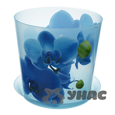 Кашпо ДЕКО 160мм 2,4л с подставкой орхидея голубая М3106 (36) 