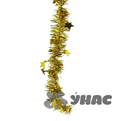 Мишура YT15-18А золото "Звезды" 2м d-6/11см (зап 10шт) (500)