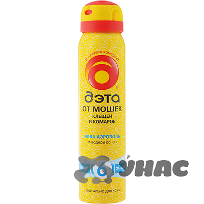 Аэрозоль от комаров,клещ,мошек ДЭТА АКВА 100мл (24) (66705709М)