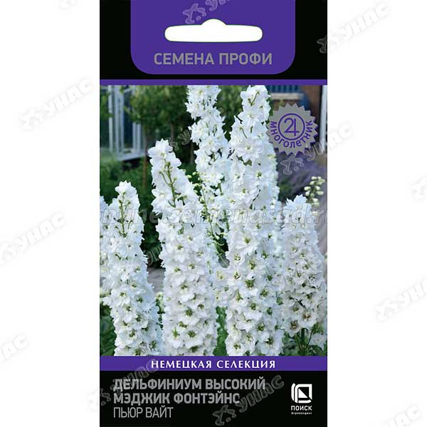 Дельфиниум Мэджик Фонтэйнс Пьюр Вайт Поиск Ц 