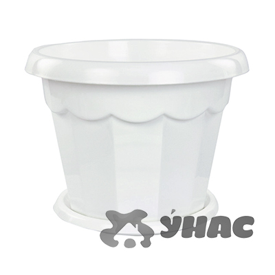 Горшок ГАРМОНИЯ 1,5 БЕЛЫЙ с поддоном БШ1409 (30) 