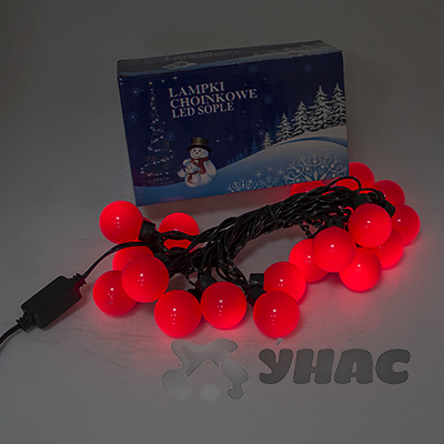 Гирлянда для наружного применения FAD-5 LED 20 ламп 5 м красный шар