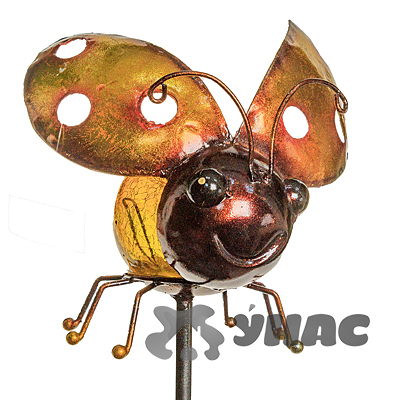 Фигурка садовая метал Жук 20*83см с фонарем 16А-83(6)