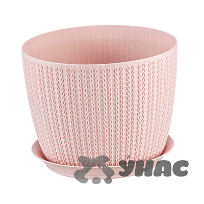 Кашпо ВЯЗАНИЕ D180мм 2,8л с поддоном Чайная роза М3121 (12) 