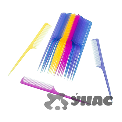 Расческа NA672 (цена за 20шт) пластиковая, цветная микс, "хвостик", 21,5см (160/250) 