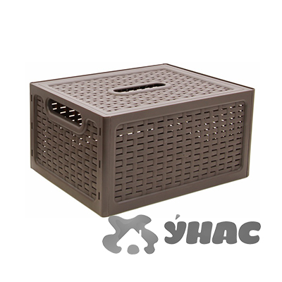 Ящик РОТАНГ с крышкой коричневый 370х280х190  М2375 (6)