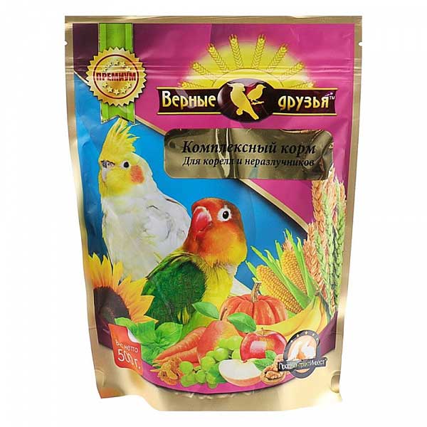 Верные друзья Корм для корелл и неразлучников Фрукты и овощи 500г x10