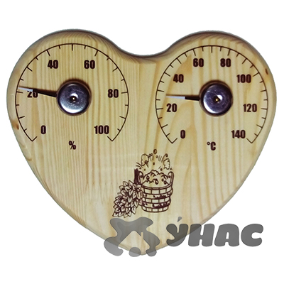 Банная станция открытая Термометр+Гигрометр сердце СБО-3тг