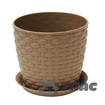 Кашпо РОТАНГ D135мм 1л с поддоном БЕЖ М3080 (16) 