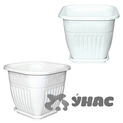 Горшок ЛОЗАННА 3л с подст. квадр БЕЛЫЙ БШ1615 (15) 