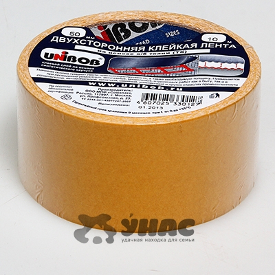 Скотч 2-х сторон.50ммх10м UNIBOB основа-ткань. 28213 х36