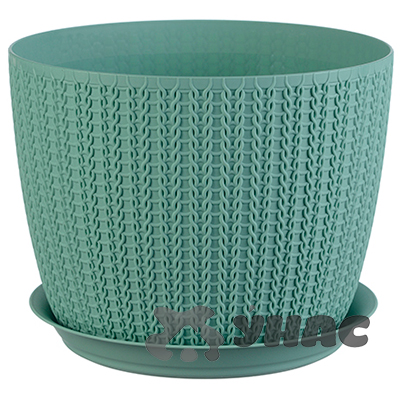 Кашпо ВЯЗАНИЕ D210мм 4,5л с поддоном Фисташковый М3122 х9 
