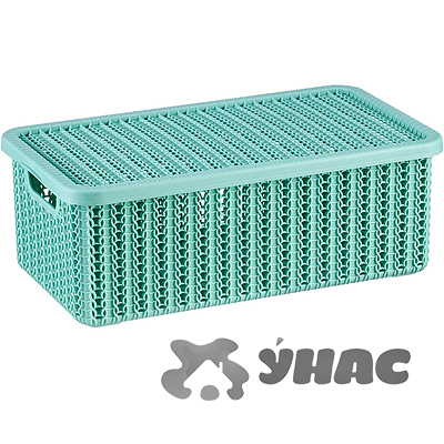 Коробка ВЯЗАНИЕ 6л с крышкой Фисташковый М2370 (6)