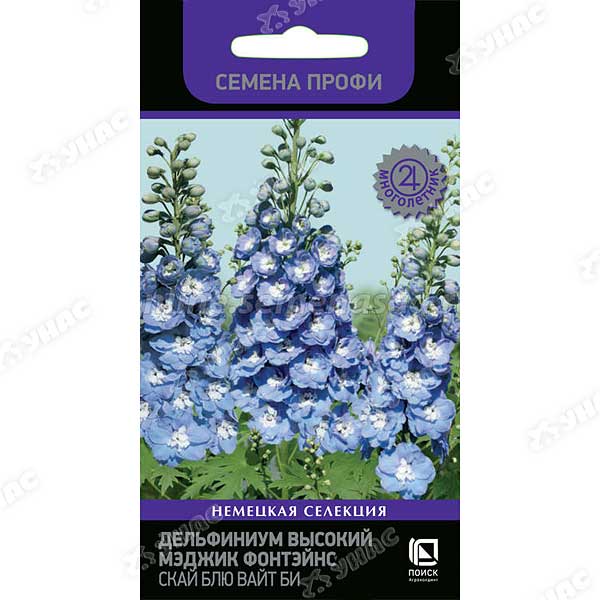 Дельфиниум Мэджик Фонтэйнс Скай Блю Вайт Би Поиск Ц 