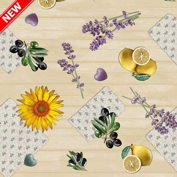 Клеенка 140*20 ДЕКОРАМА 235А (гербера, лимон,маслины) ТУРЦИЯ