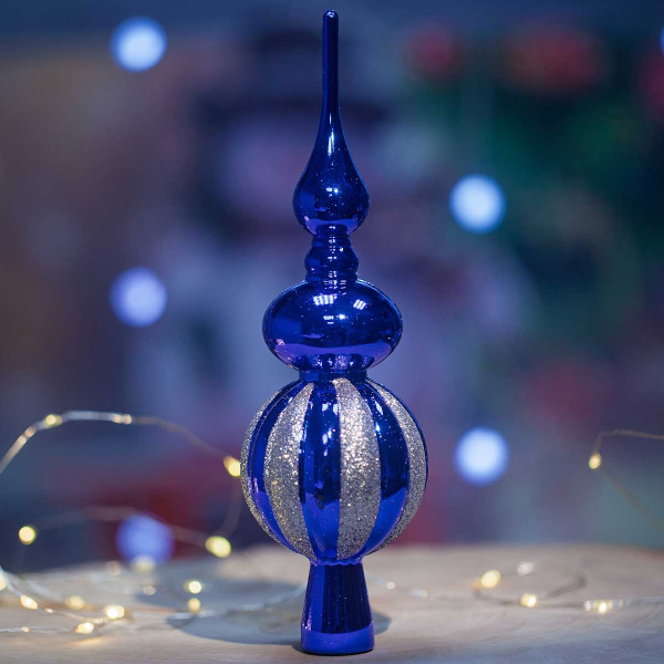 Макушка 23ADC1-F7-4 Пика 23см синяя с серебряными блестками