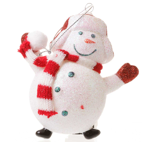 Шар SFOP21422-A 1шт 10см Снеговик в шапке красный(192)