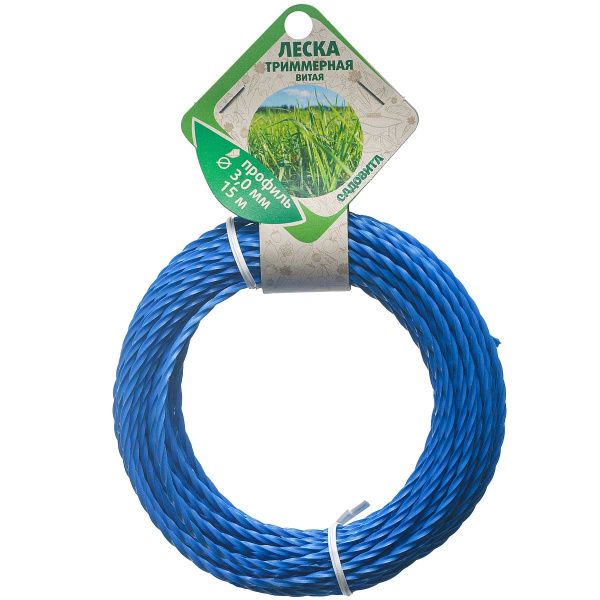 Леска триммерная квадрат витая d3мм 15м САДОВИТА х36